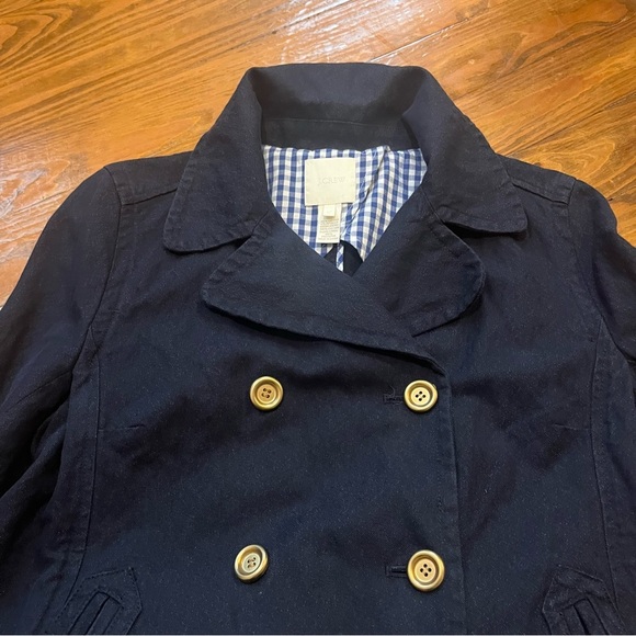JCrew Women’s Indigo Blue Metallic ThreadDouble Breasted Peacoat Denim Jacket 12 - Picture 5 of 16